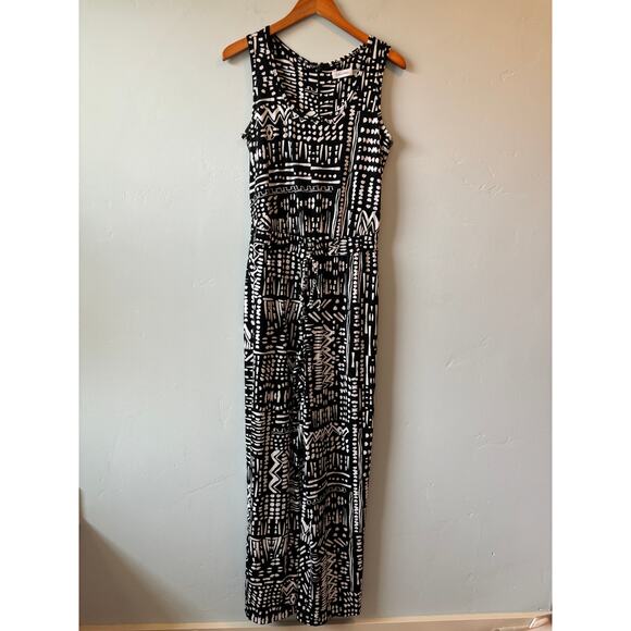Calvin Klein Black and White Pattern Sleeveless Jumpsuit - Picture 3 of 8